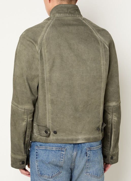 Armani Jack met borstzakken en verwassen afwerking - achterkant 2 mosgroen
