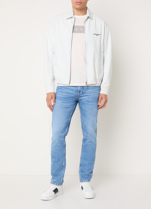 Armani Jack met logo en streepprint - voorkant 2 lichtblauw