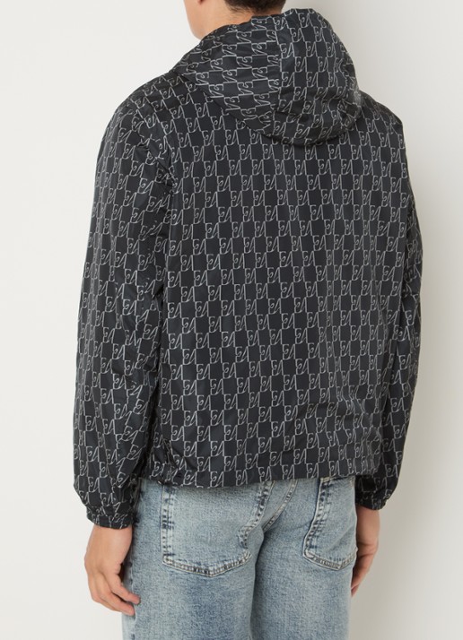 Armani Jack met logoprint en capuchon - achterkant 2 donkerblauw