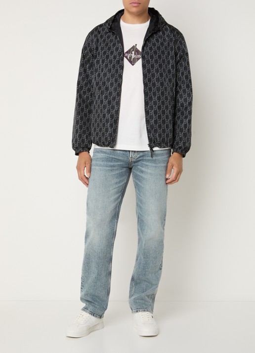 Armani Jack met logoprint en capuchon - voorkant 5 donkerblauw