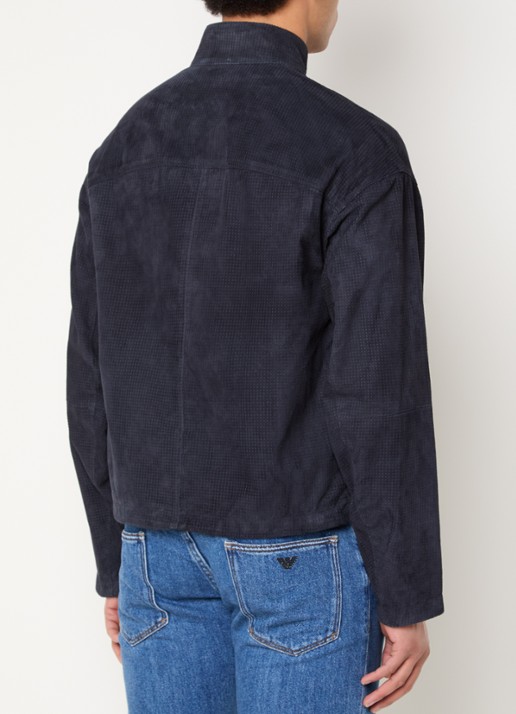 Armani Jack van geitenleer met steekzakken - achterkant donkerblauw