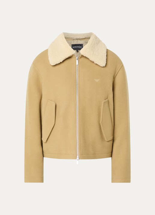 Armani Jack van wol met teddy kraag - voorkant bordeauxrood
