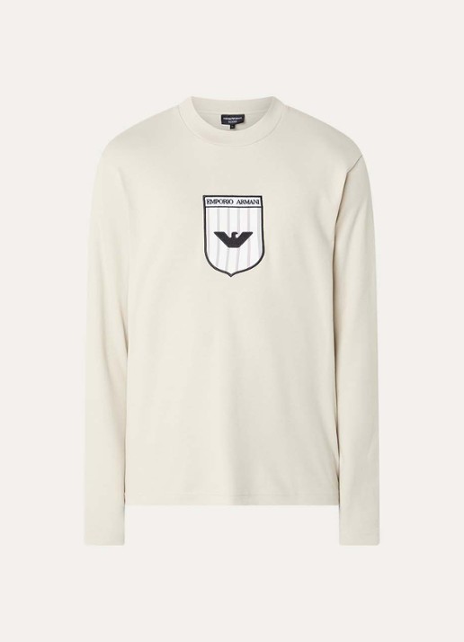 Armani Longsleeve met backprint - voorkant beige