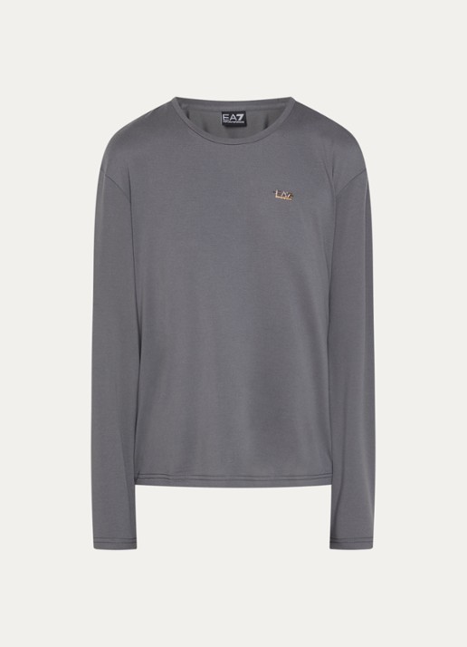 Armani Longsleeve met logo en stretch - voorkant middengrijs