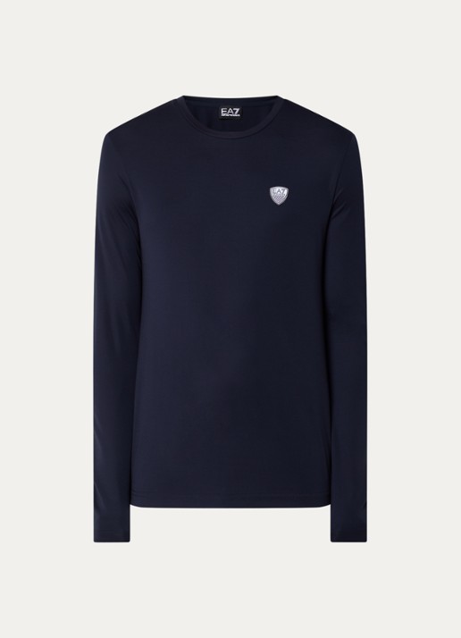 Armani Longsleeve met logoborduring - voorkant 3 donkerblauw