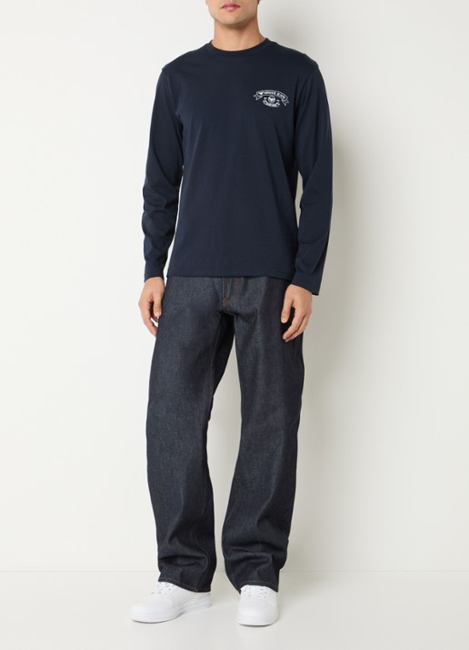 Armani Longsleeve met logoprint - voorkant 2 donkerblauw