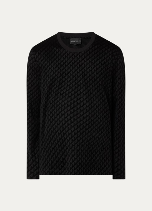 Armani Longsleeve met logoprint - voorkant zwart