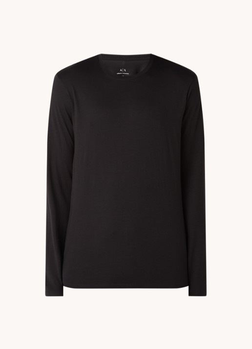 Armani Longsleeve met ronde hals - voorkant zwart
