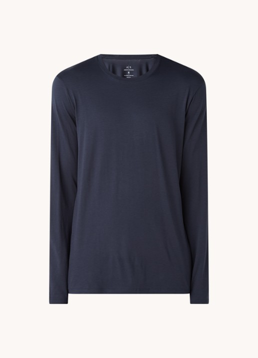 Armani Longsleeve met ronde hals - voorkant 3 donkerblauw
