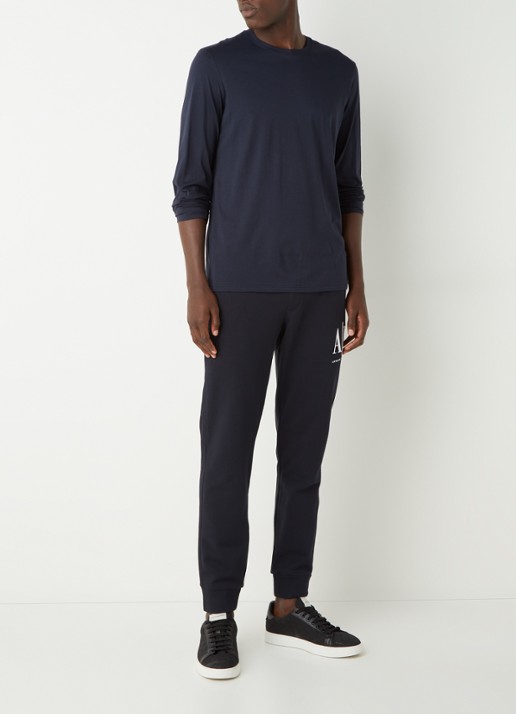 Armani Longsleeve met ronde hals - voorkant 4 donkerblauw