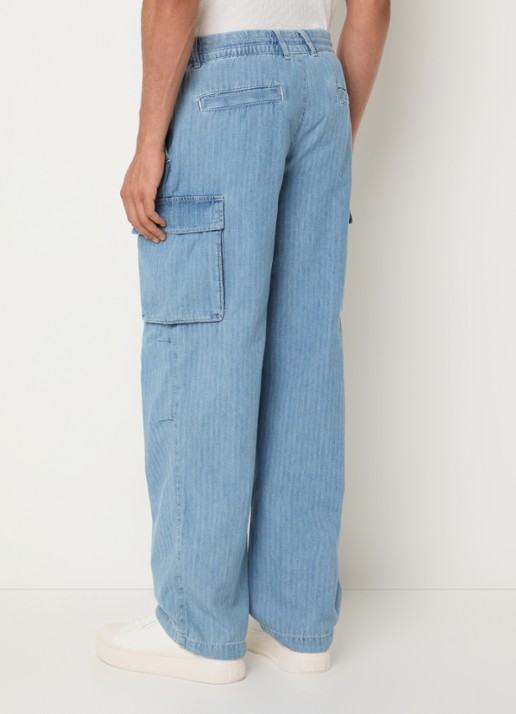 Armani Loose fit cargobroek van chambray met klepzakken - achterkant 5 indigo