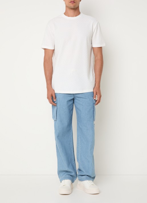 Armani Loose fit cargobroek van chambray met klepzakken - voorkant 2 indigo