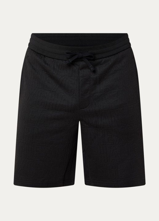 Armani Loose fit korte broek met logoborduring - voorkant zwart