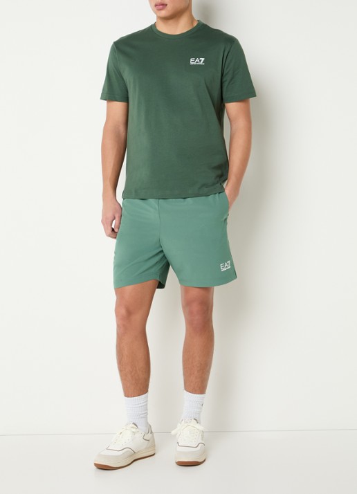 Armani Loose fit korte broek met logoprint en steekzakken - voorkant 2 lichtgroen
