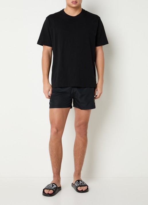 Armani Loose fit korte broek met logoprint en steekzakken - voorkant 3 zwart