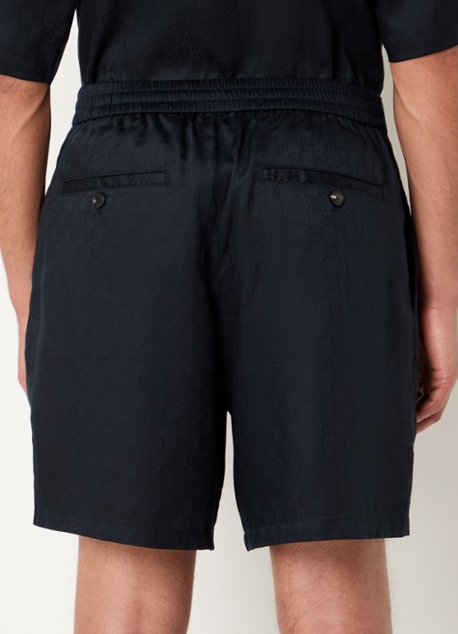 Armani Loose fit korte broek van satijn met logoprint - achterkant 3 donkerblauw