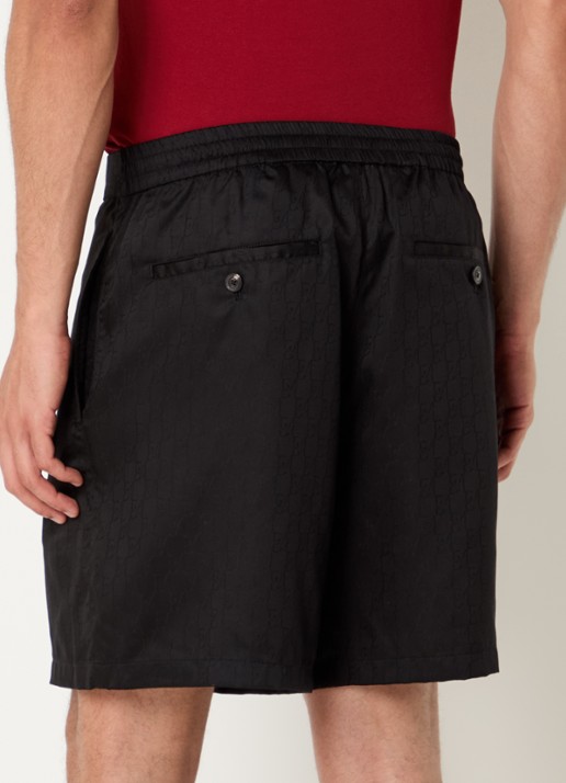 Armani Loose fit korte broek van satijn met logoprint - achterkant zwart