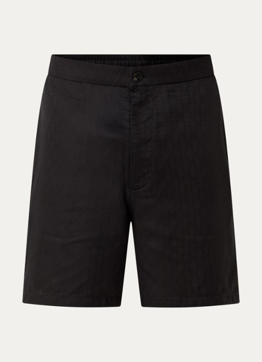 Armani Loose fit korte broek van satijn met logoprint - voorkant 3 zwart
