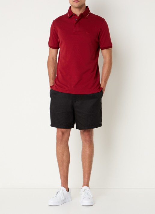 Armani Loose fit korte broek van satijn met logoprint - voorkant 4 zwart