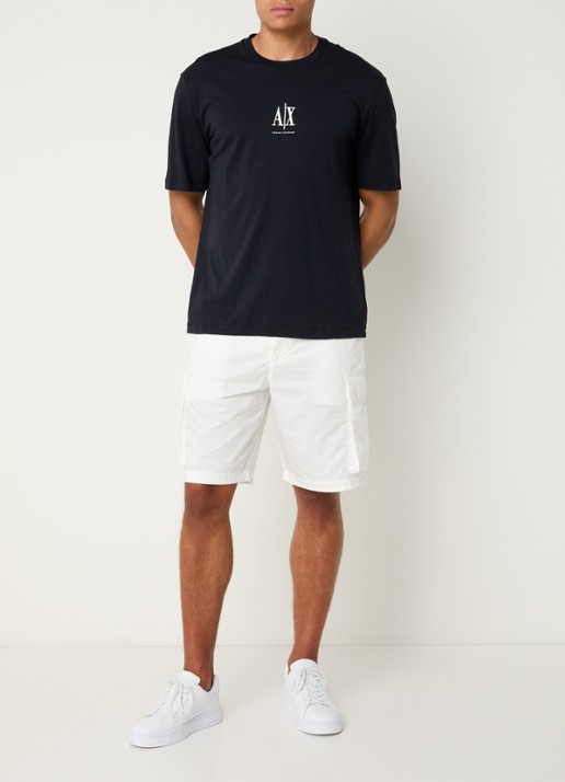 Armani Loose fit korte cargobroek met steekzakken - voorkant 3 wit