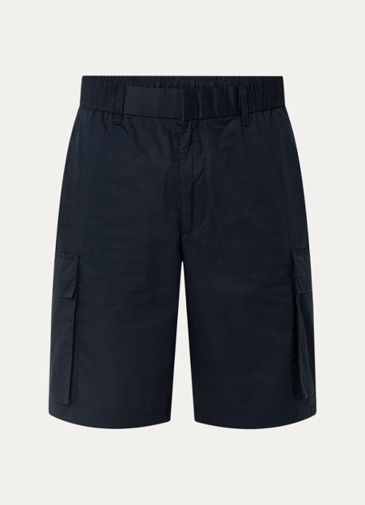 Armani Loose fit korte cargobroek met steekzakken - voorkant 2 donkerblauw
