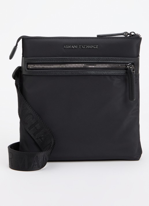Armani Messenger crossbodytas met logo - voorkant 2 zwart