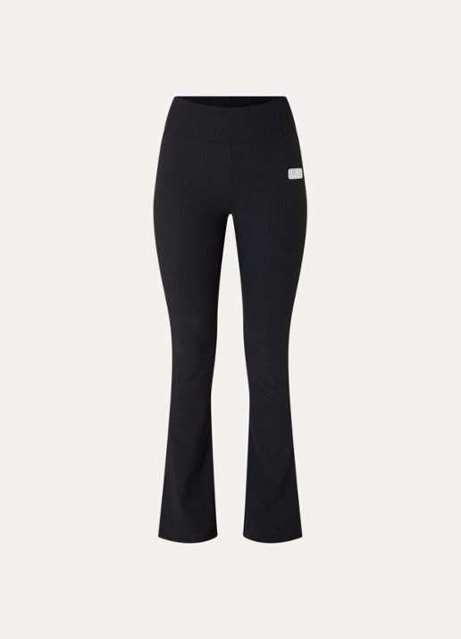 Armani Mid waist flared fit trainingslegging met plisse  - voorkant 4 zwart