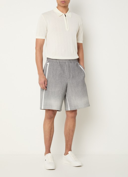 Armani Mid waist straight fit korte broek met paspelzakken - voorkant 3 lichtgrijs