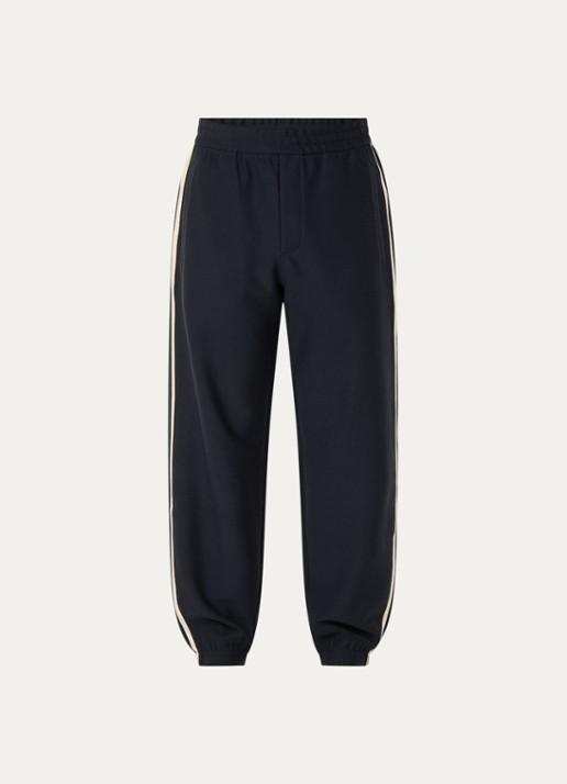 Armani Mid waist tapered fit joggingbroek - voorkant donkerblauw