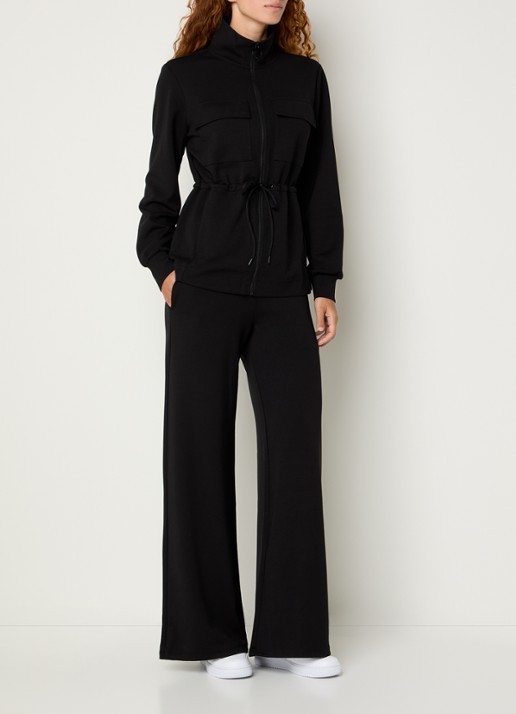 Armani Mid waist wide fit broek met steekzakken - voorkant 4 zwart