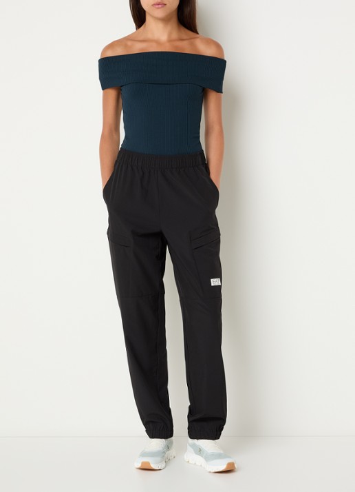 Armani Off Shoulder top met logo - voorkant 2 donkerblauw