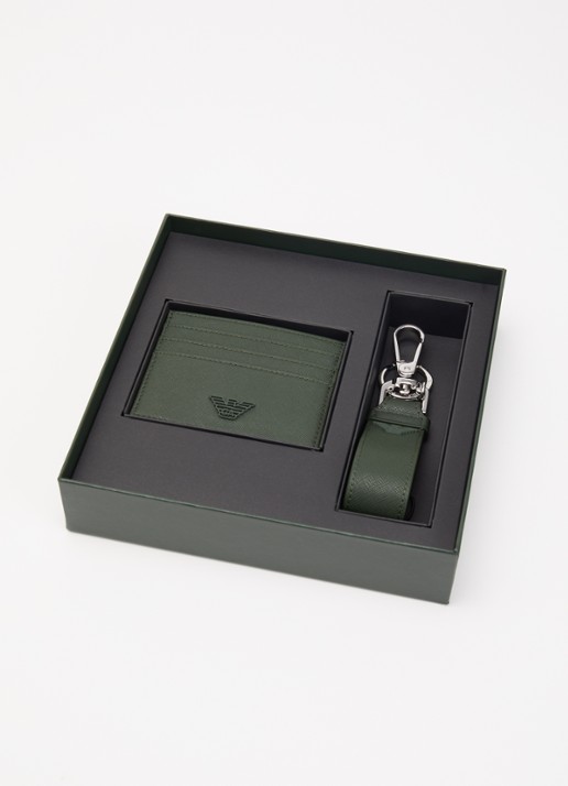 Armani Pasjeshouder en sleutelhanger met logo in set van 2 - voorkant 3 groen