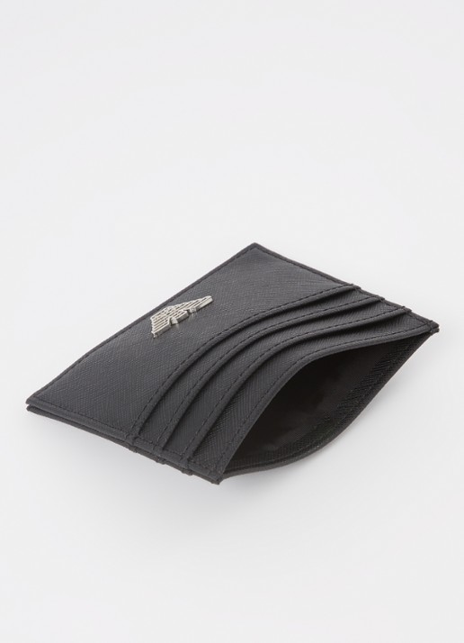 Armani Pasjeshouder met sleutelhanger van leer in giftbox - voorkant 3 zwart