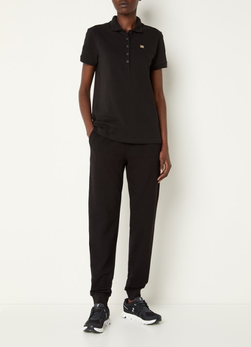 Armani Polo van piqué katoen met logo - voorkant 2 zwart