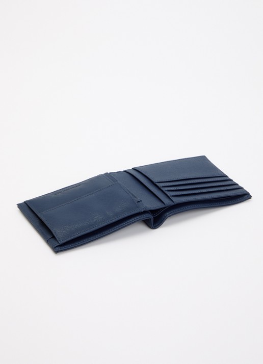 Armani Portemonnee met logo en structuur - voorkant 2 donkerblauw