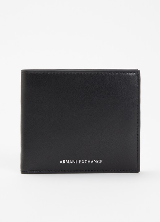 Armani Portemonnee van leer met logo - voorkant 2 zwart