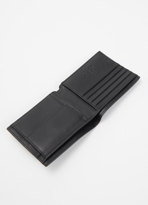 Armani Portemonnee van leer met logo - voorkant 3 zwart