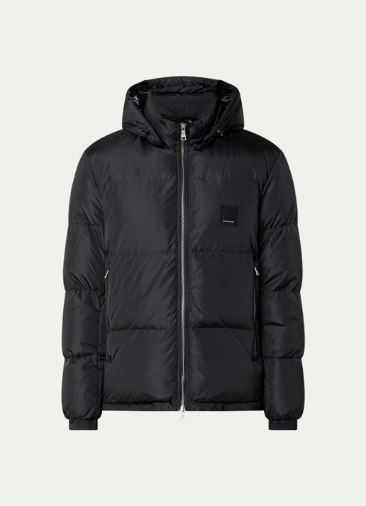 Armani Puffer jack met afneembare capuchon - voorkant zwart
