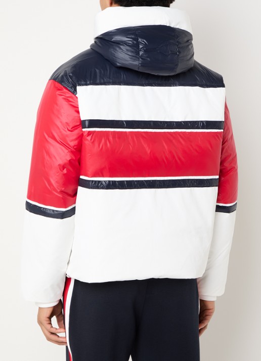Armani Puffer jack met capuchon en logoborduring - achterkant wit