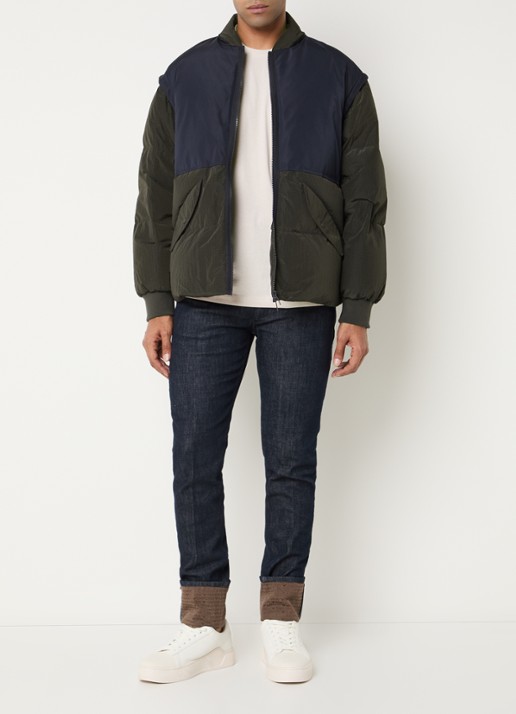 Armani Puffer jack met donsvulling en afneembare mouwen - voorkant 4 bronsgroen