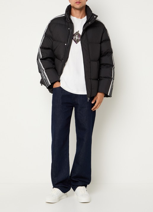 Armani Puffer jack met donsvulling en capuchon - voorkant 2 zwart