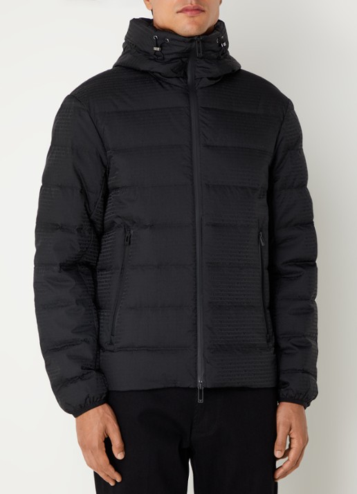 Armani Puffer jack met donsvulling en logoprint