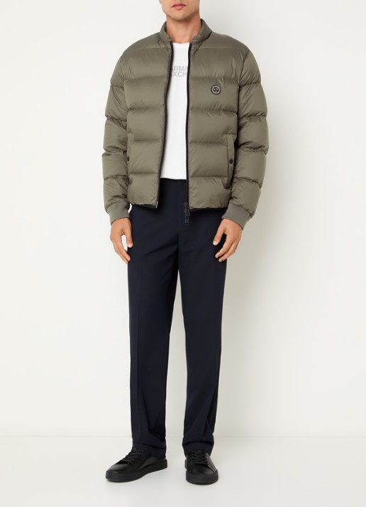 Armani Puffer jack met donsvulling en steekzakken - voorkant 2 donkerbeige