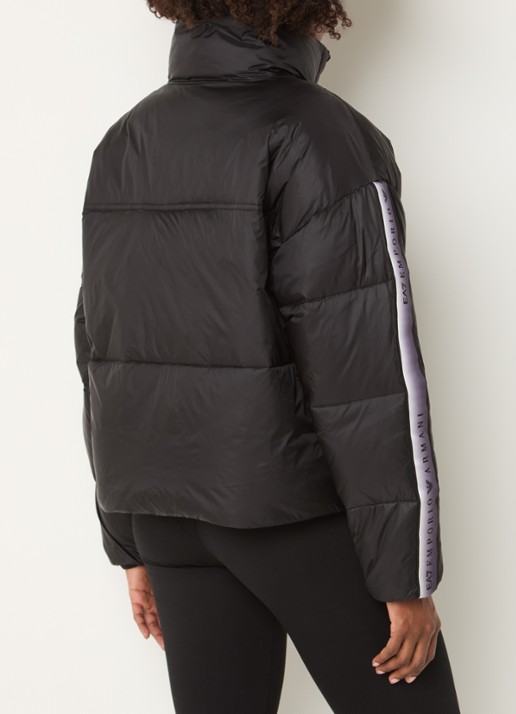 Armani Puffer jack met logoband en ritszakken - achterkant zwart
