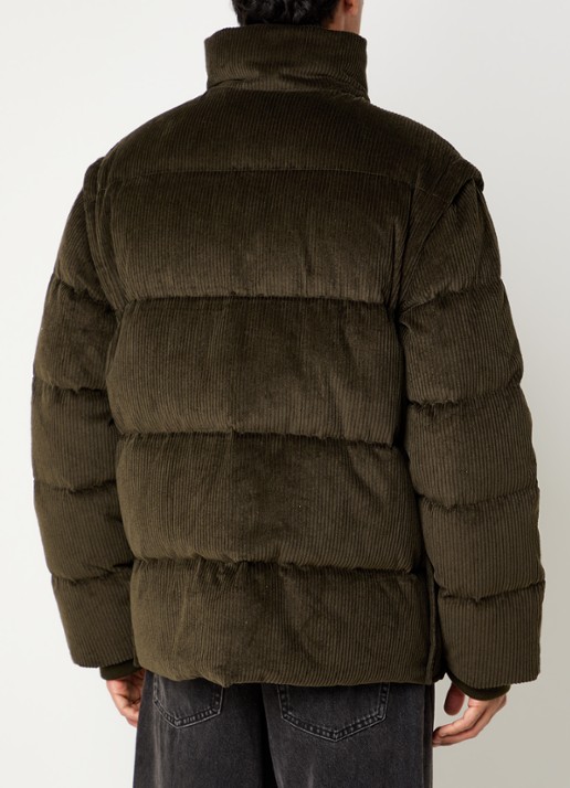 Armani Puffer jack van corduroy met afneembare mouwen - achterkant 4 bronsgroen