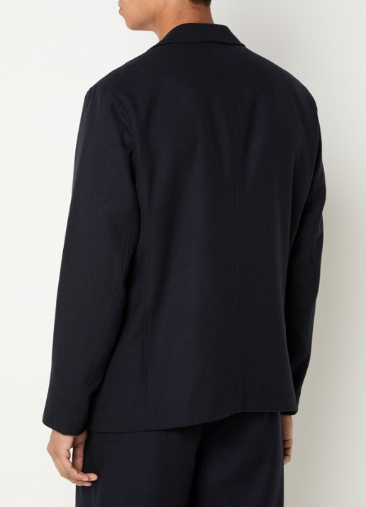 Armani Regular fit colbert in scheerwolblend met klepzakken - achterkant donkerblauw
