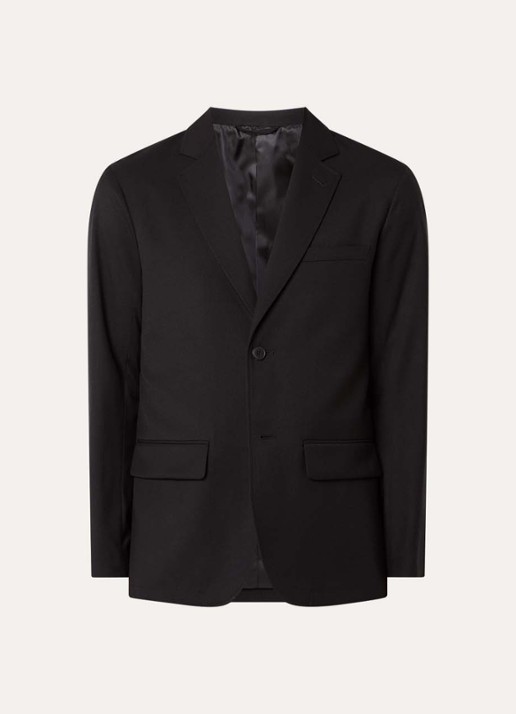 Armani Regular fit colbert in wolblend met borst- en klepzakken - voorkant zwart