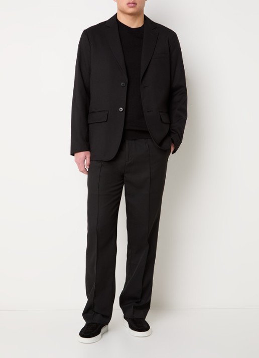 Armani Regular fit colbert in wolblend met borst- en klepzakken - voorkant 2 zwart