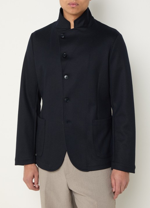 Armani Regular fit colbert in wolblend met opgestikte zakken - detail 4 donkerblauw