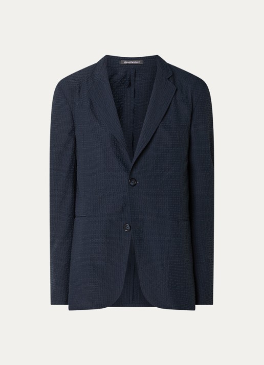 Armani Regular fit colbert met steekzakken en structuur - voorkant donkerblauw